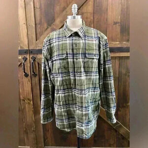 Carhartt Original Fit Tall Green Plaid Fleece Button Up Men’s 3XLT